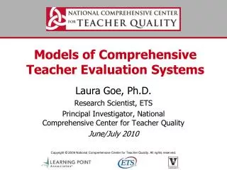 Models of Comprehensive Teacher Evaluation Systems