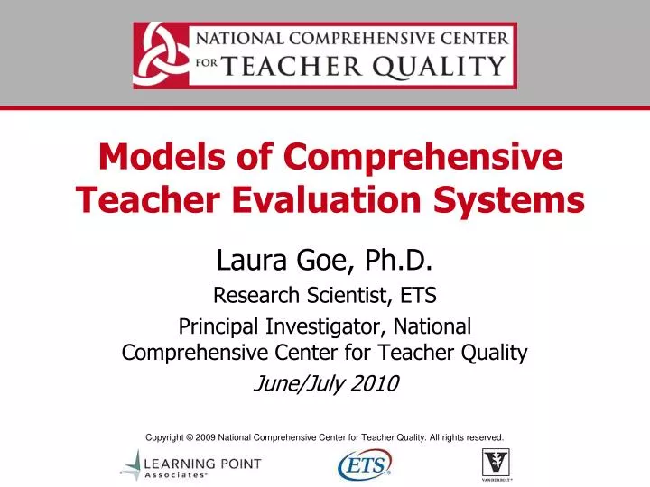 models of comprehensive teacher evaluation systems