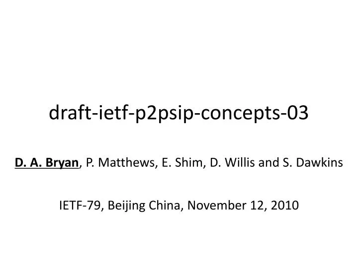 draft ietf p2psip concepts 03