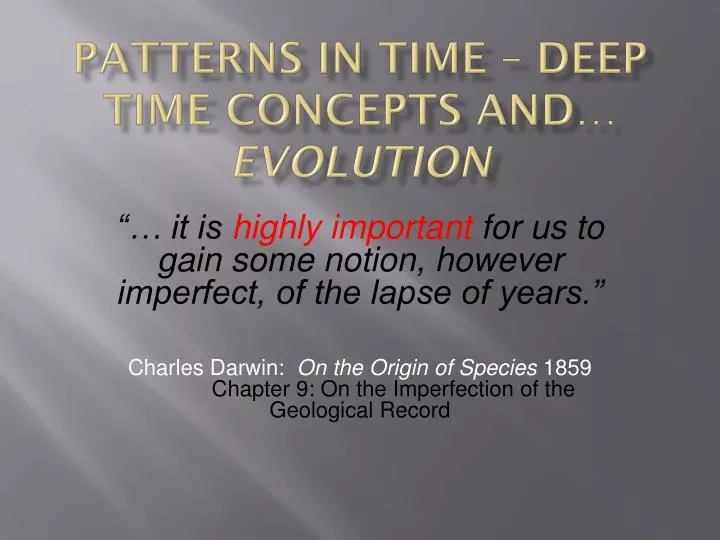 patterns in time deep time concepts and evolution