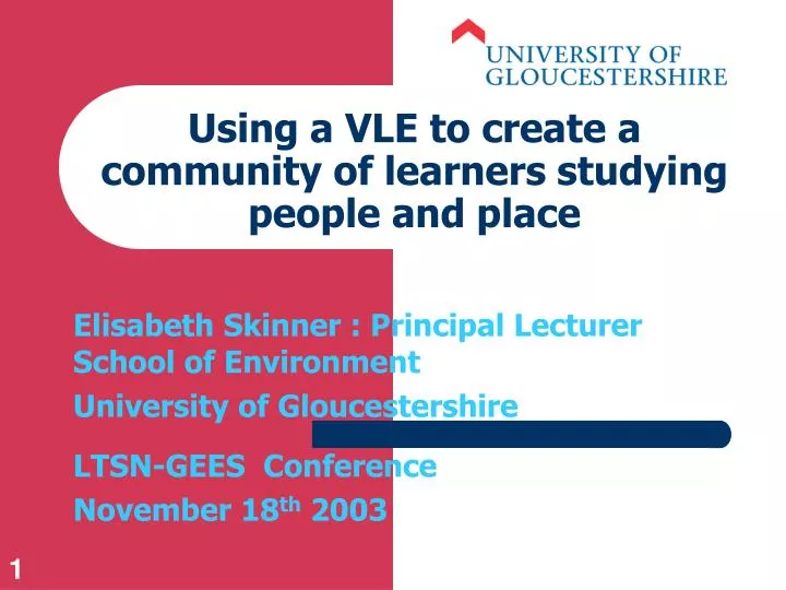 using a vle to create a community of learners studying people and place