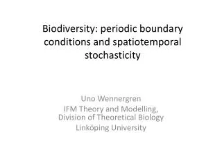 Biodiversity: periodic boundary conditions and spatiotemporal stochasticity
