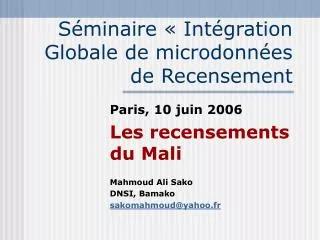 s minaire int gration globale de microdonn es de recensement