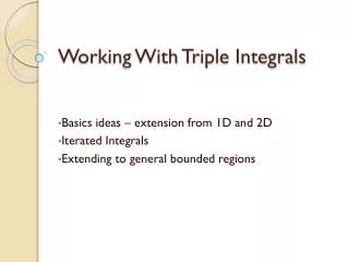 Working With Triple Integrals