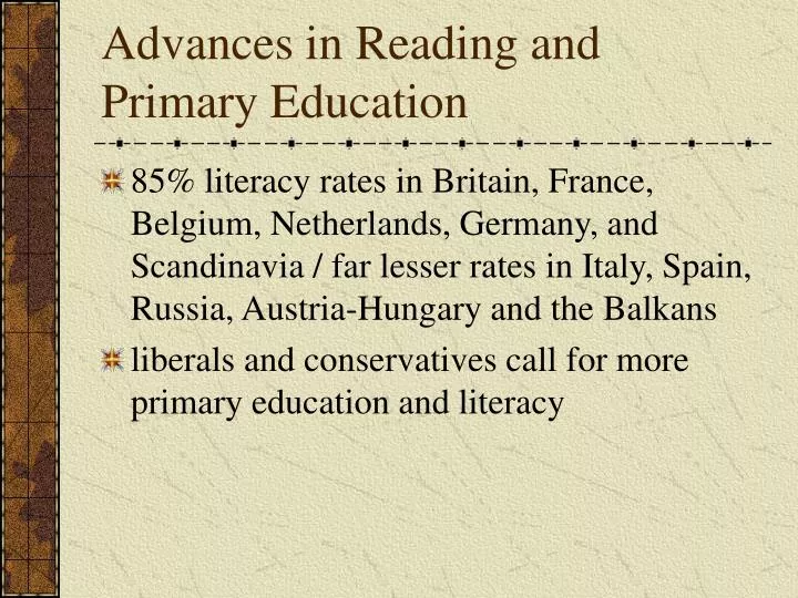 advances in reading and primary education