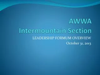 AWWA Intermountain Section