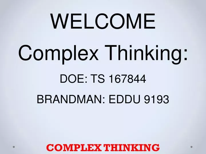 complex thinking