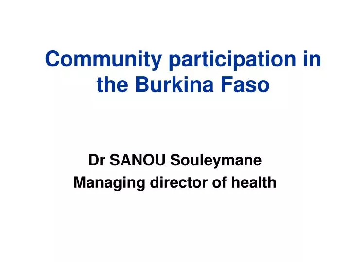 community participation in the burkina faso