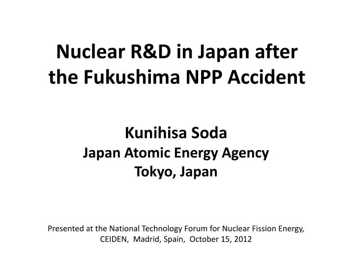 nuclear r d in japan after the fukushima npp accident