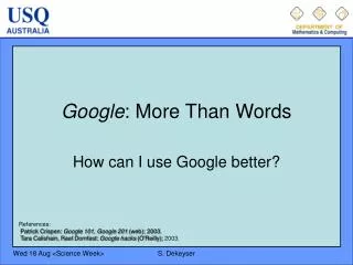 Google : More Than Words