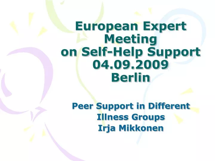 european expert meeting on self help support 04 09 2009 berlin
