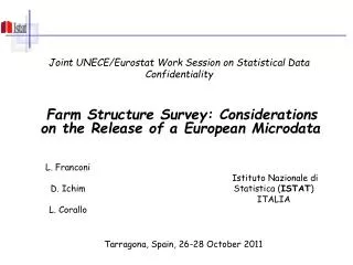 Joint UNECE/Eurostat Work Session on Statistical Data Confidentiality