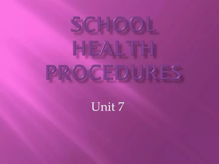school health procedures