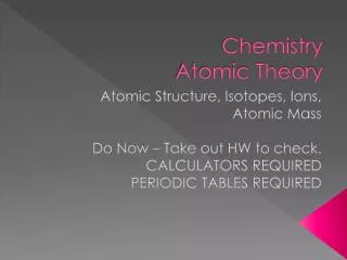 Chemistry Atomic Theory