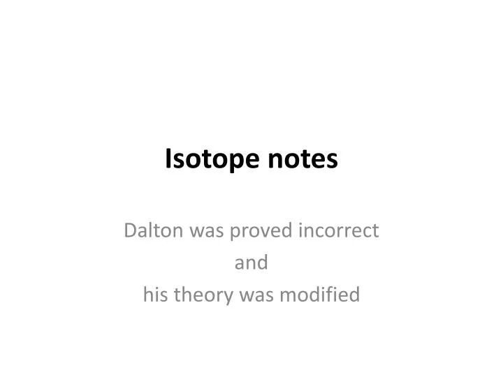 isotope notes