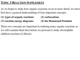 Topic 3 Reaction Supplement