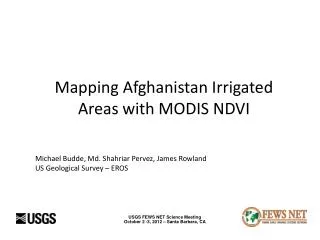 Mapping Afghanistan Irrigated Areas with MODIS NDVI