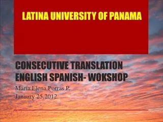 CONSECUTIVE TRANSLATION ENGLISH SPANISH- WOKSHOP