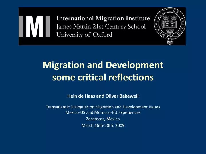 migration and development some critical reflections