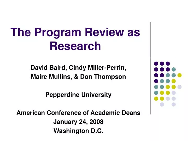 the program review as research