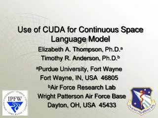 Use of CUDA for Continuous Space Language Model