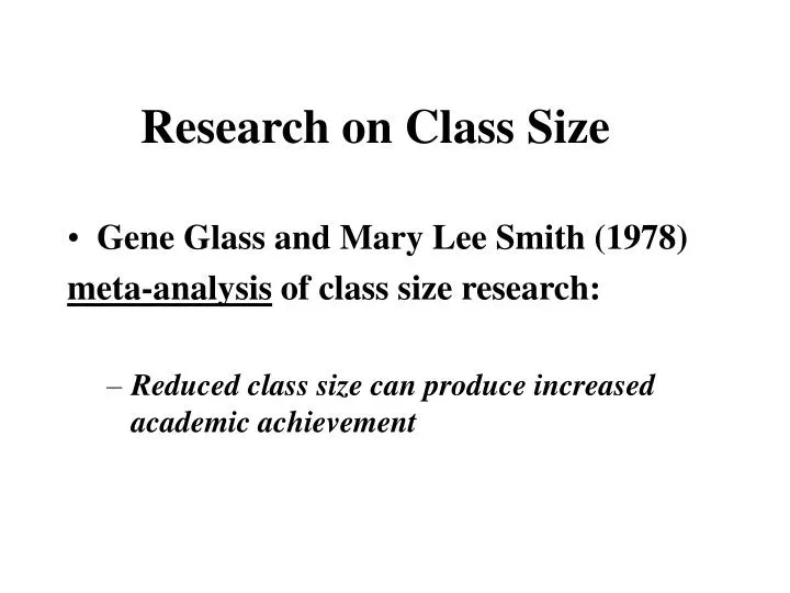 research on class size