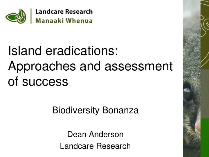 island eradications approaches and assessment of success