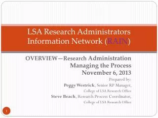 LSA Research Administrators Information Network ( RAIN )