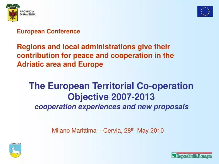 the european territorial co operation objective 2007 2013 cooperation experiences and new proposals