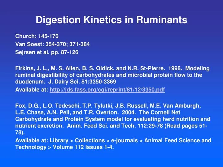 digestion kinetics in ruminants