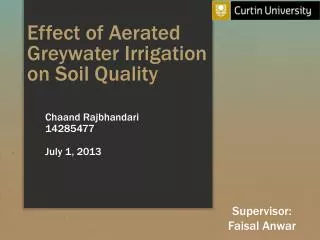 Effect of Aerated Greywater Irrigation on Soil Quality