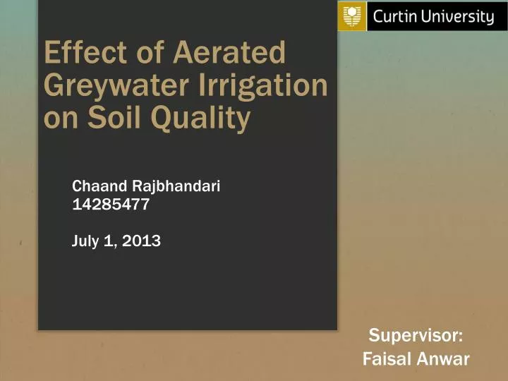 effect of aerated greywater irrigation on soil quality