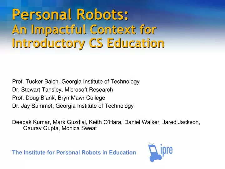 personal robots an impactful context for introductory cs education
