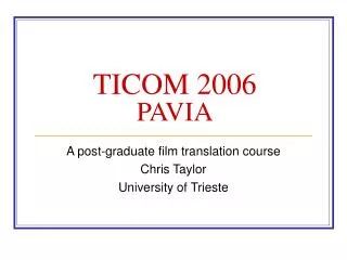 TICOM 2006 PAVIA