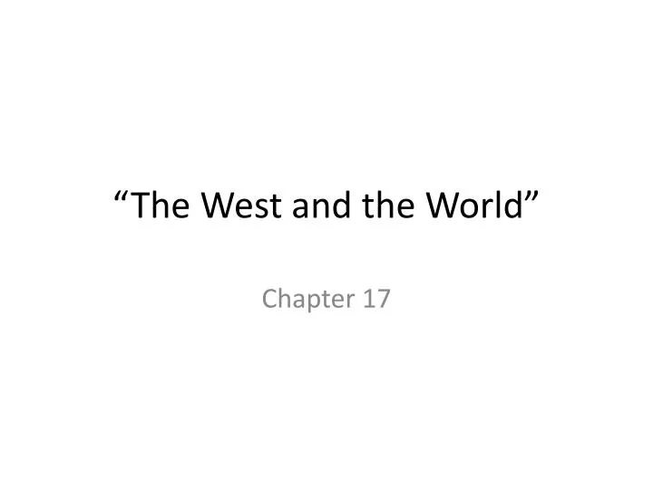 the west and the world