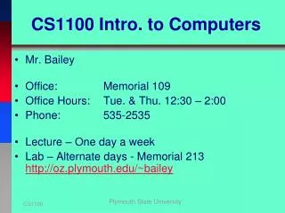 CS1100 Intro. to Computers