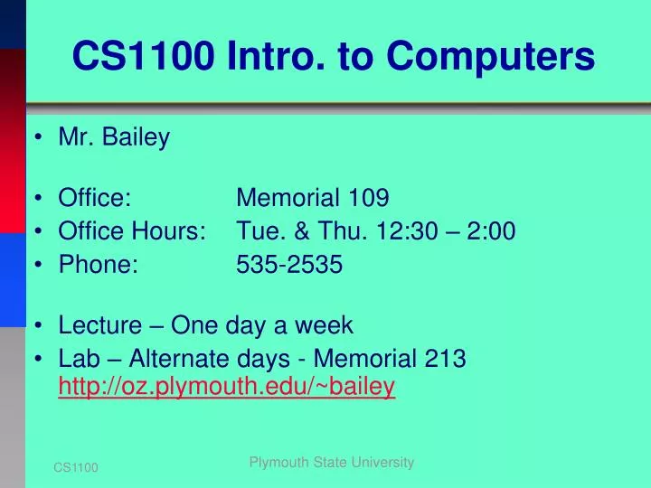 cs1100 intro to computers