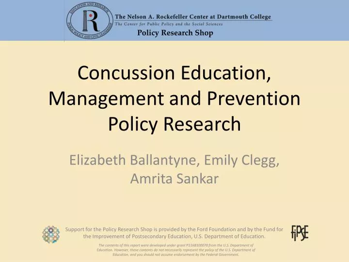 concussion education management and prevention policy research