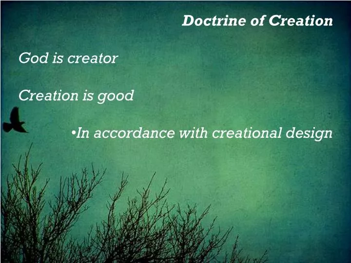 doctrine of creation god is creator creation is good in accordance with creational design