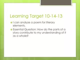 Learning Target 10-14-13