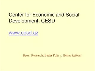 Center for Economic and Social Development, CESD cesd.az
