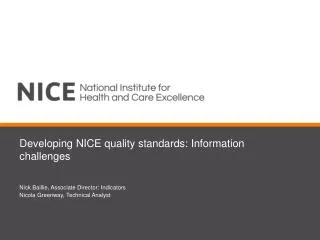 Developing NICE quality standards: Information challenges