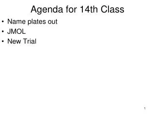 Agenda for 14th Class