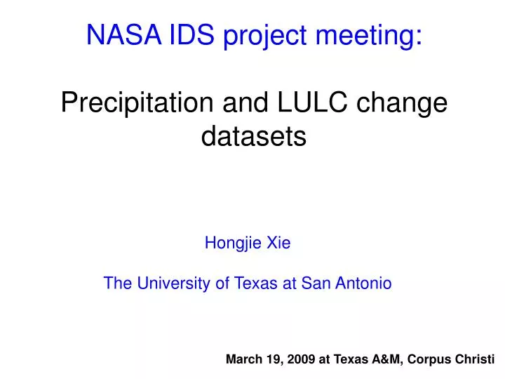 nasa ids project meeting precipitation and lulc change datasets