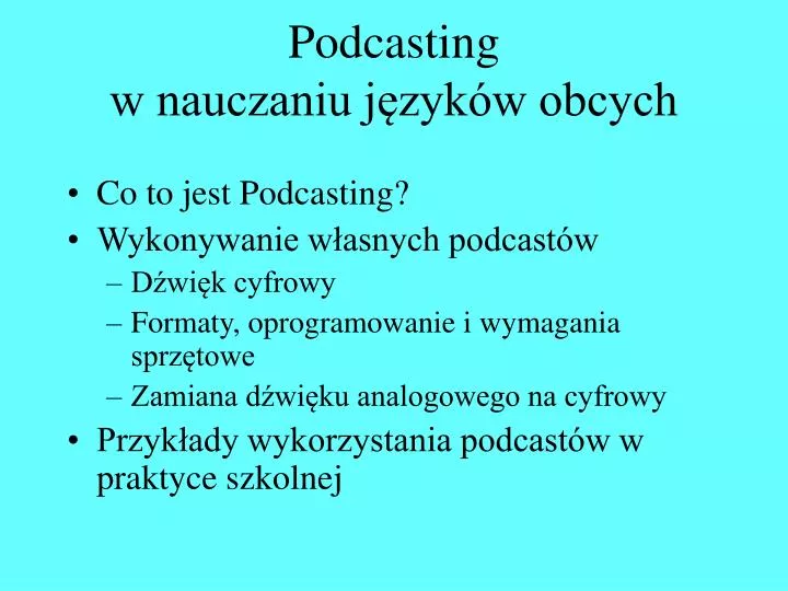 podcasting w nauczaniu j zyk w obcych
