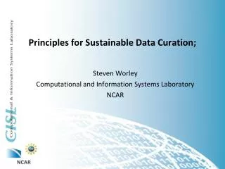 Principles for Sustainable Data Curation;