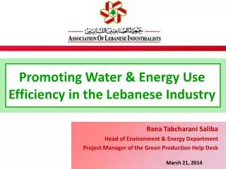 Promoting Water &amp; Energy Use Efficiency in the Lebanese Industry