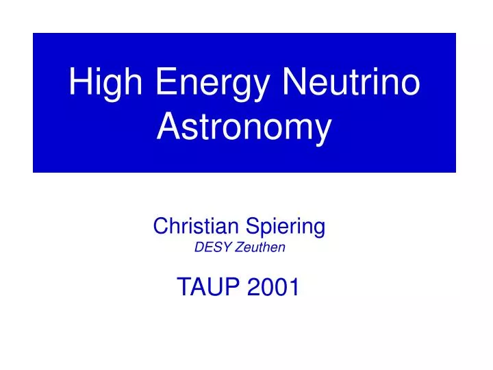 high energy neutrino astronomy