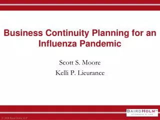 Business Continuity Planning for an Influenza Pandemic