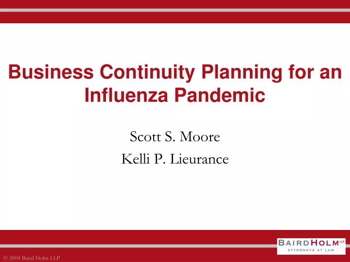 business continuity planning for an influenza pandemic